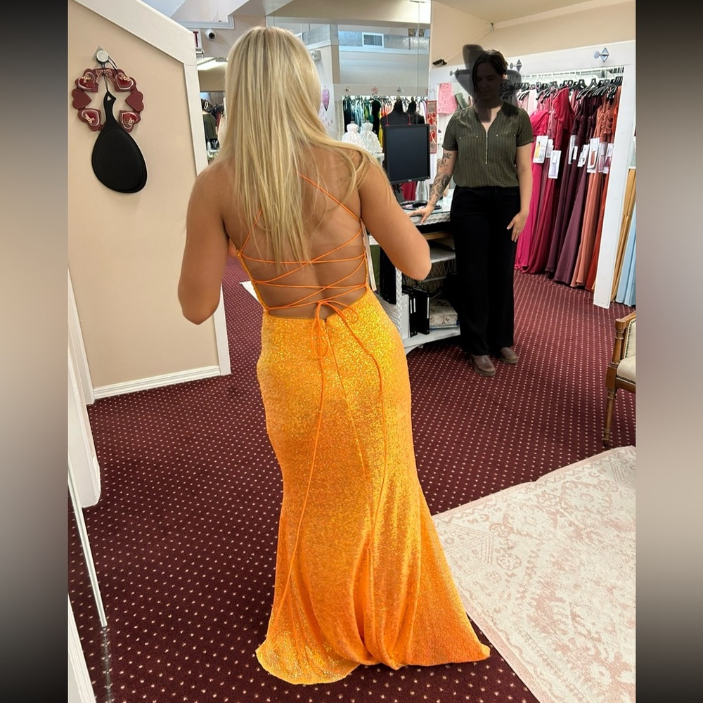 Jovani Orange Prom Dress size 6 with sewn in  padded cups